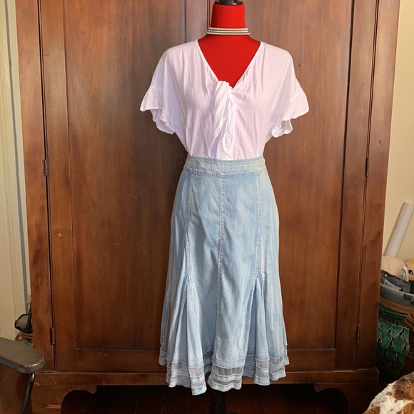 Flouncy Chambray Skirt with Flutter Hem 8 - Picture 1 of 9